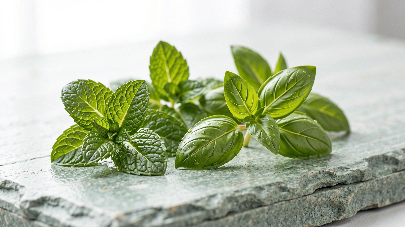 Frische Kräuter auf Naturgestein